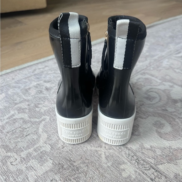 Kate Spade Black Glossy Ankle Boots with White Sole - Picture 4 of 4